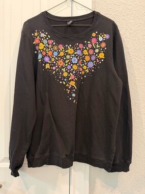 Sabaku Black Floral-Print Women's Sweatshirt
